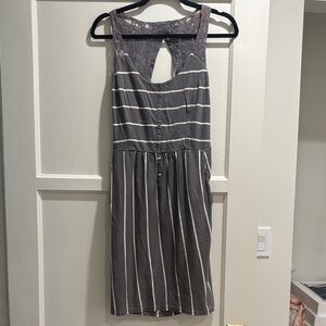 O'Neill Gray and White Striped Mini Dress